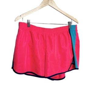 Danskin Women's Athletic Shorts Neon Pink Teal Trim Dolphin Hem Size Medium